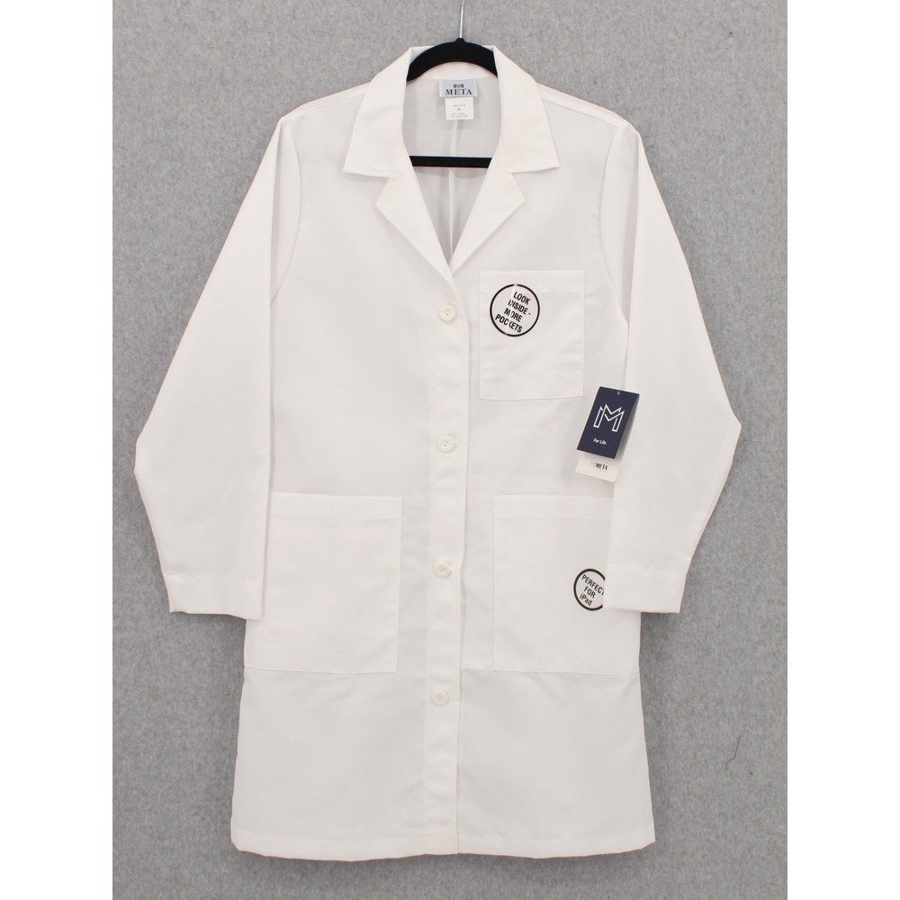 Meta White Professional Lab Coat Pockets Size 10 NEW 1964-011-10